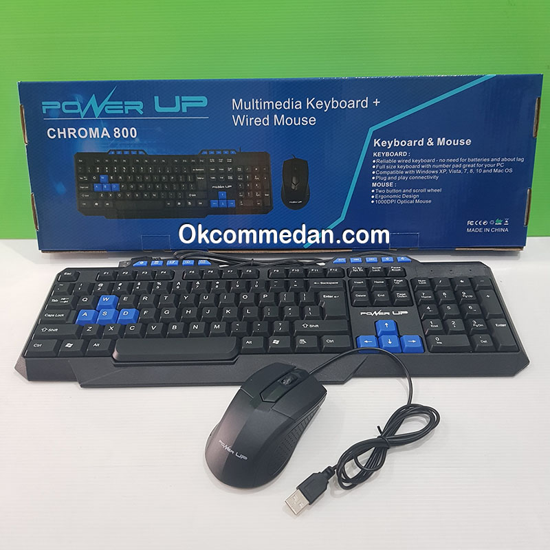 Power Up Chroma 800 Keyboard Multimedia dan Mouse USB