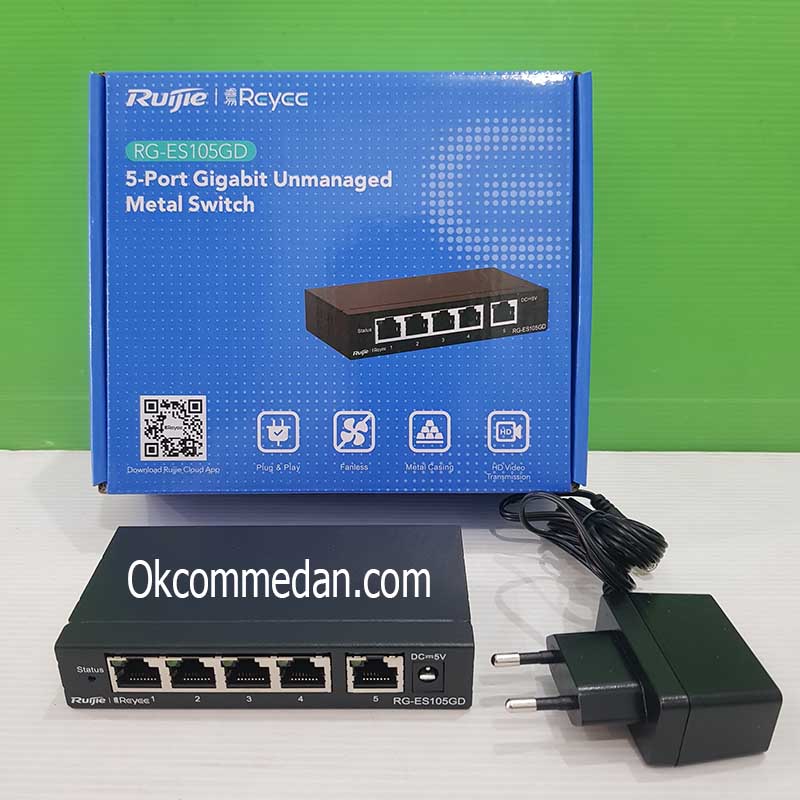 Ruijie RG-ES105GD 5 Port Gigabit Unmanaged Metal Switch