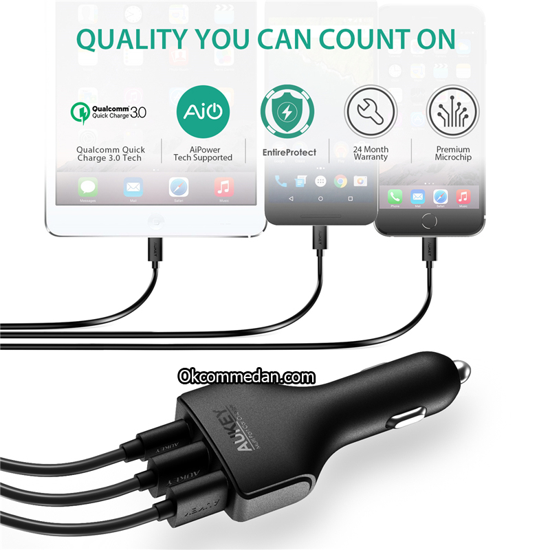 Harga Aukey Car Charger 3 port USB