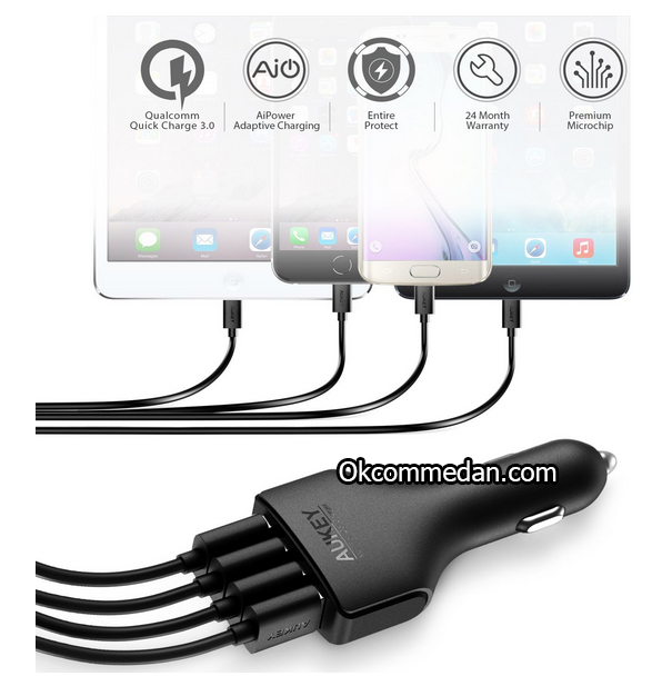 Harga Aukey USB Car Charger 4 port CC-T9