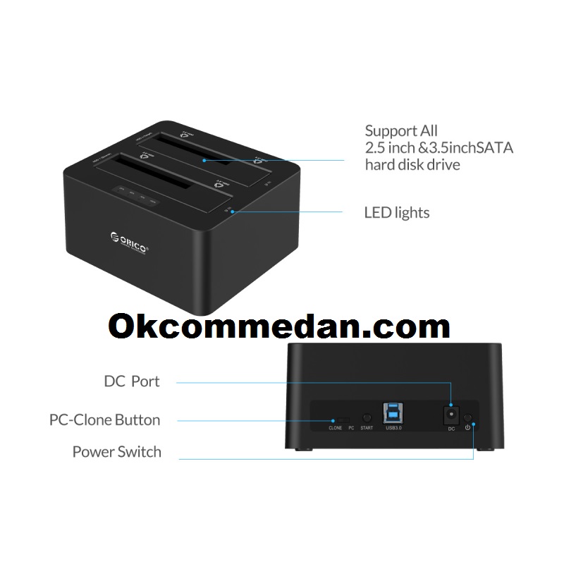 Dual Docking Harddisk Orico 6629US3-C
