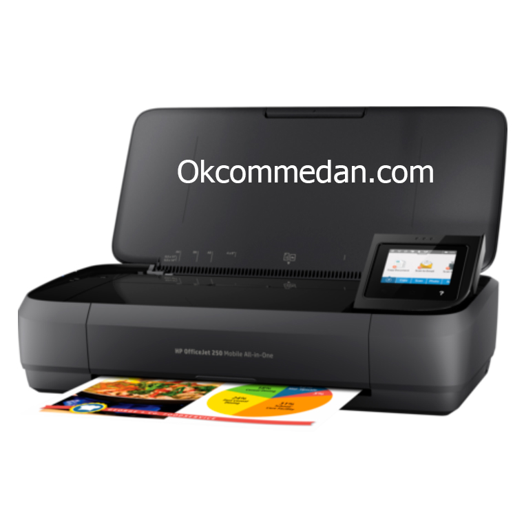PRINTER HP MOBILE 250 ALL IN ONE PRINT , SCAN ,COPY , BLUETOOTH DAN WI FI DIRECT Dengan HP Mobile 250 kita dapat mecetak , Scan , dan melakukan kegiatan Copy dimanapun kita berada dengan menggunakan printer mobile all in one . HP Mobile 250 dapat dihubungkan keperalatan kita dengan menggunakan bluetooth smart teknologi dan Wi-Fi Direct . Sehingga kita dapat mencetak secara wireless melalui smartphone dan tablet kita. Menggunakan printer ini tentunya mobile Anda harus memiliki HP Dropbox, HP Google Drive, Microsoft DotNet, sehingga pekerjaan Anda akan lebih terbantu dengan menggunakan Printer HP Mobile 250 tersebut . PORTABEL DAN MEMILIKI ADF ( AUTOMATIC DOCUMENT FEEDER ) HP Mobile 250 telah dilengkapi dengan ADF ( Automatis document feeder ) yang dapat memuat kertas sebanyak 10 lembar , sehingga kegiatan print , scan , copy untuk dokument lebih dari 1 bh dapat dilakukan dengan cepat tanpa perlu memasukan 1 bh persatu. DILENGKAPI BATERAI HP Mobile 250 telah dilengkapi dengan baterai yang tahan lama , sehingga cocok untuk pemakaian diluar ruangan . Process pengisian baterai HP Mobile 250 dapat dilakukan hanya dengan waktu 90 menit ( Printer dalam keadaan mati ) , dengan menggunakan HP Fast Charge dan dicolokkan ke daya listrik Spesifikasi Printer HP Mobile 250 ( Print, Scan, Copy, Wi-Fi Direct , Bluetooth ) adalah : Fungsi : Print, copy, scan PRINT Kecepatan Cetak ISO : Sampai dengan 10 ppm ( Hitam ) dan 7 ppm ( warna ) Kecepatan Cetak Draft : Sampai dengan 20 ppm ( Hitam ) dan 19 ppm ( warna ) Waktu Untuk Cetak 1 lbr : 11 detik ( Hitam ) dan 13 detik ( Warna ) Teknologi Printer : HP Thermal Inkjet Resolusi Cetak : 4800 x 1200 dpi ( Warna ) dan 1200 x 1200 dpi ( black ) Lcd Display : 2,65 inchi CGD Display , dengan Fungsi IR Touch Ink Catridge : HP 62 black dan HP 62 Color Koneksi : 1 USB 2.0 / 1 x Wireless / 1 x Wifi Direct / 1 x BLE / 1 x USB 2.0 Host Kapasitas Kertas Input : 50 lembar Ukuran Kertas yang didukung : Letter, Legal , Statement , Executive , Amplop , 3x5” , 4 x 6” , 5 x 8” , 8 X 10” SCAN Tipe Scanner : Sheet Feed Hasil Scan Dapat disimpan ke File : bitmap , JPEG , PDF , PNG , TEXT , TIFF Resolusi : 600 dpi Ukuran Max Scan : 216 x 356 mm Kapasitas ADF : 10 lembar Mode Input Scan : Front Panel Scan , Copy dan HP Office Jet 250 Mobile Aio SW Driver COPY Kecepatan Copy : 18 ppm ( Black ) dan 15,5 ppm ( Warna ) Resolusi Copy : Sampai dengan 600 dpi Setting u/ perbesar dan perkecil : 25 sampai 400 % Maximum Copy : Sampai 50 Copies GENERAL Dimensi : 38 x 19,8 x 9 cm Berat : 4,8 Kg Garansi : 1 tahun dari HP Indonesia