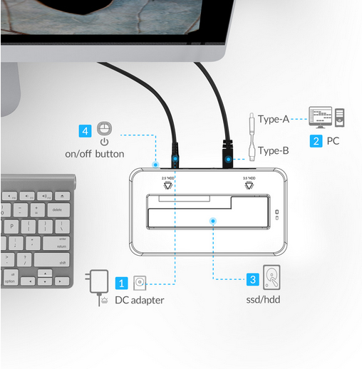 Orico 6619us3 docking Harddisk 1 bay
