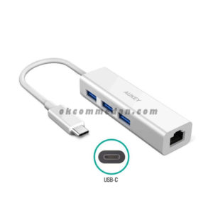 Jual Aukey USB-C ke 3 Port USB 3.0 HUB & 1 Port Gigabit Lan