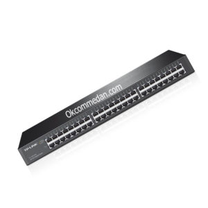 Tplink 48 port Gigabit Rackmount Switch ( TL-SG1048 ) Tplink TL-SG1048 adalah Gigabit Ethernet Rackmount Switch yang didesign untuk memenuhi kebutuhan untuk workgroup maupun kebutuhan untuk departemen. Tplink TL-SG1048 menyediakan 48 port 10/100/1000 mbps Rj45 yang mudah dipakai dengan performansi yang cepat yaitu bisa mencapai kapasitas 96 Gbps . Tplink TL-SG1048 memiliki teknologi inovasi energi yang efisien , sehingga dapat menghemat daya listrik kita sampai dengan 18 % . Spesifikasi Tplink 48 Port Gigabit Switch hub ( TL-SG1048 ) adalah : Standard dan Protocols : IEEE 802.3 i/u/ab/x Interface : 48 Port 10/100/1000 Mbps RJ45 Media Network : 10 Base-T : Cabel UTP Cat 3,4,5 ( Max 100 mtr ) dan 100 Base-Tx/1000 Base-T : Cabel UTP Cat 5, 5e dan diatasnya ( Max 100 mtr ) Jumlah Kipas : 2 bh Power Supply : 100- 240 VAC , 50/60 Hz Konsumsi Power : Max. 29,8 Watt ( 220v /50 Hz ) Dimensi : 440 x 220 x 44 mm Kapasitas Switching : 96 Gbps Packet Forwading Rate : 71.4 Mpps Metode Transfer : Store dan Forward Garansi : 1 tahun dari Tplink Indonesia