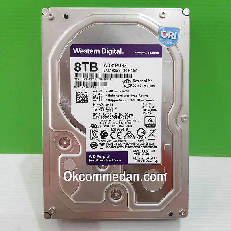 WD Purple Harddisk 8 Tera ( WD81PURZ ) untuk Surveillance