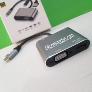 Kabel Konverter USB Tipe-C ke HDMI VGA dan USB 3,0