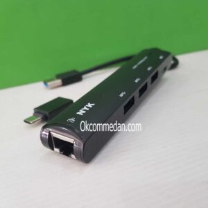 Jual NYK GLH-01 USB Tipe-C ke 3 Port HUB dan Gigabit Rj45 LAN