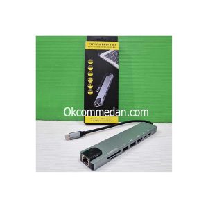 Jual Converter USB-C 8 in 1 (RJ45 + Micro SD + SD Card + HDMI + USB-C + USB 3,0)