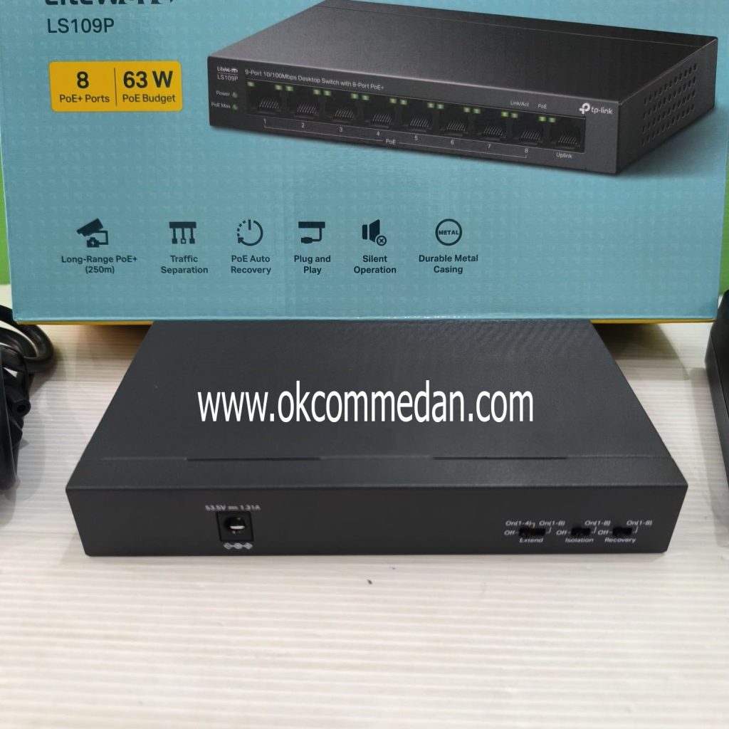 Jual Tplink LS109P Switch 9 port 10100 Mbps dengan 8 port PoE+